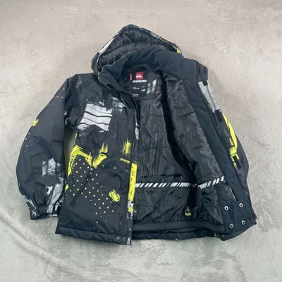 Jaqueta Quicksilver Ski Snowboard Juventude 12 Grande Preta Multi Logotipo Capuz QuikTech - Imagem 1 de 4