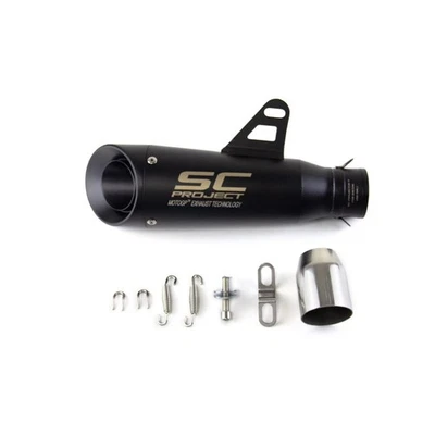SC Slip-on 51mm 2" Universal Motorcycle Exhaust Muffler Pipe Tail Tips Black - Image 1 of 4