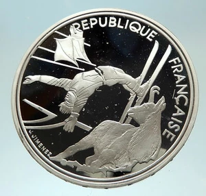 1990 FRANCE Free style Skiing 1992 Olympics Proof Silver 100 Francs Coin i76880 - Picture 1 of 3