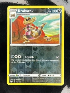 Juego de cartas coleccionables Pokémon Krokorok Silver Tempest 112/195 holograma inverso espada y escudo casi nuevo 2022 - Imagen 1 de 2