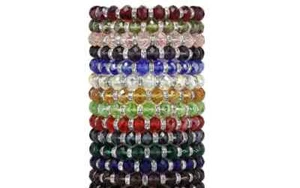 Faceted Resin Crystal Beaded Stretch Bracelet Austrian Czech CZ - Single-Colors - Picture 1 of 25