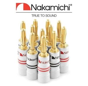 Nakamichi 24k Gold Plated 4mm Banana Plug Cable Wire Audio Speaker Connector
