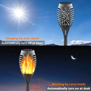 SEC Outdoor LED Solar Power Torch Flame Lights Landscape Lawn Garden Pathway - Picture 1 of 12