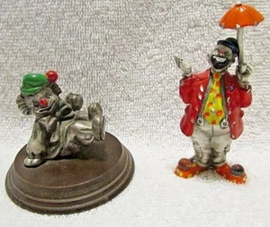 Lot of 2 Pewter Painted Clowns Figurines Accents & Crystals George Good & MWFP - Picture 1 of 3