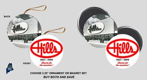 HILLS DEPARTMENT STORE Ornament / Magnet Set - Vintage Defunct Retail Logo Retro - Picture 1 of 1