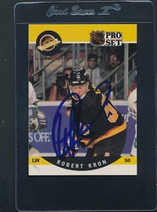 1990/91 Pro Set #642 Robert Kron Canucks Signed Auto *D5756