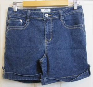 Cato Jean Shorts Girls Size 16 Waist 30 Cuffed Stretch Dark Wash 60-33992 - Picture 1 of 5