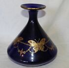 C2} Vase ancien / Carafe à décanter / Verre bleu nuit décor Papillons