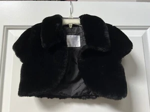 Justice Girls Faux Fur Bolero Jacket, Black, 5 -GENTLY WORN  NO VISUAL DEFECTS - Picture 1 of 3
