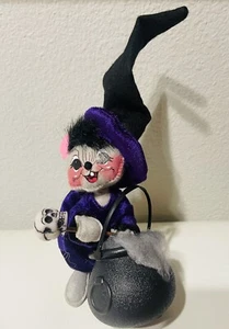 Peluche pupazzo Annalee Halloween 6” topo strega con calderone viola 2018 - Foto 1 di 3