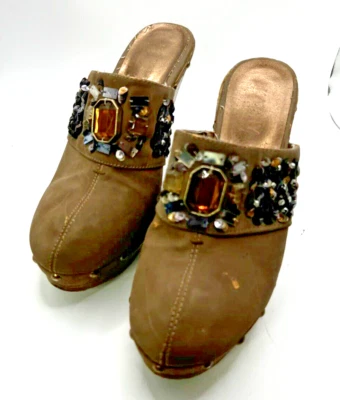 Zuecos Kathy Van Zeeland lentejuelas cuentas "Cady" adornados tacón bloque mulas 8,5 Foto 1 de 4