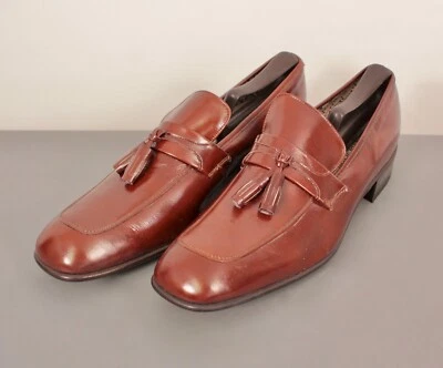 Men's VTG NOS 60s 70s Brown Tassel Florsheim Loafers 10.5 B Shoes 1960s 1970s - Image 1 of 4