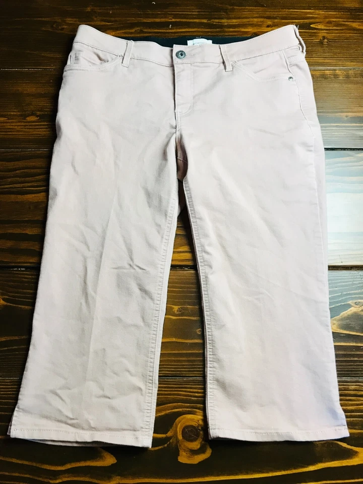 Pantalones Liz Claiborne, para mujer talla 14, rosa, cintura elástica, capri, bolsillos Foto 1 de 4