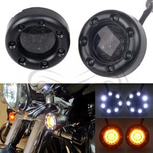 White Amber LED Turn Signal Light For Harley Dyna Softail Street Road Glide FLHX - Picture 1 of 11