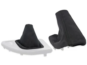 FOR BMW E90 automatic GEAR SHIFT BOOT + HANDBRAKE GAITER ALCANTARA STITCH BLACK - Picture 1 of 5