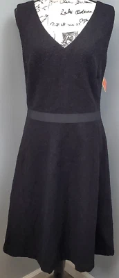Isaac Mizrahi Sheath Dress Womens 12 Black Wool Lined Sleeveless V Neck Back Zip - Image 1 of 4