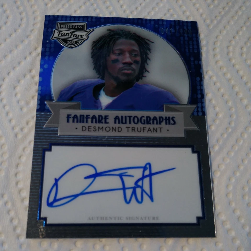 Desmond Trufant 2013 Press Pass Fanfare Autograph Rookie Falcons Huskies 41/149 - Image 1 of 1