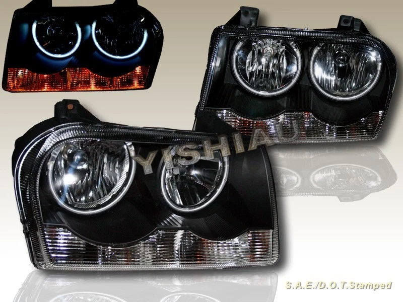 05-09 Chrysler 300 Doble CCFL Ojo de Ángel Halo Faros Negro Par Tipo Halógeno Foto 1 de 2