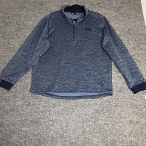 Under Armor Pullover Men’s Large Cold Gear Loose 1/4 Zip Blue Heather Athletic - Picture 1 of 11