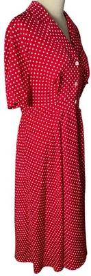 Vestido de té rojo blanco a lunares retro años 40 50 Rockabilly estilo pin up talla 1XL USADO EN EXCELENTE ESTADO Foto 1 de 4