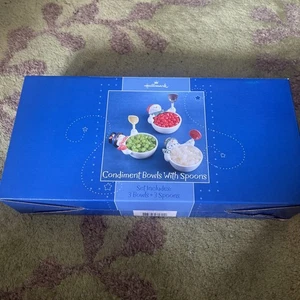 Hallmark Christmas Snowman Condiment Bowls with Spoons NIB - Picture 1 of 7