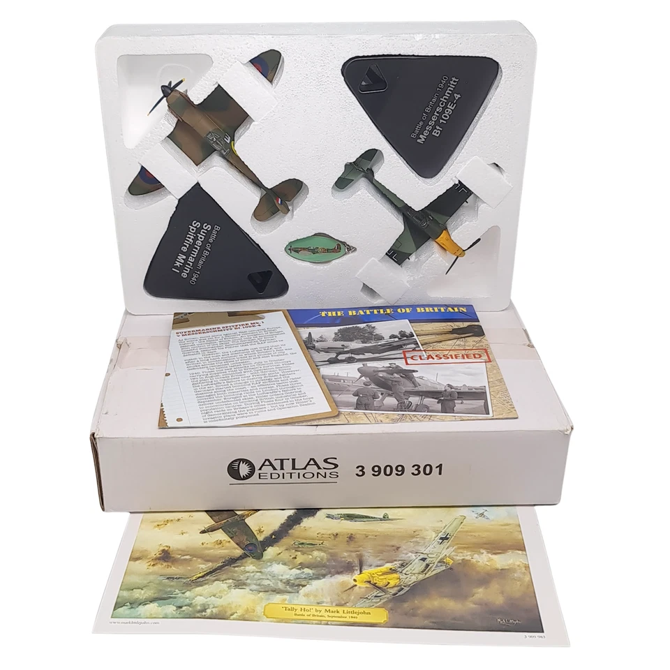 Atlas Editions Battle of Britain Spitfire, Messerschmitt Bf109E Modelos Set En Caja Foto 1 de 4