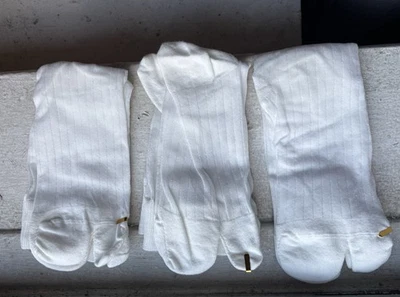 Calcetines japoneses Rib Crew Tabi punta dividida blancos para mujer talla 5-9 tres pares nuevos Foto 1 de 3