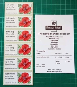2015 The Royal Marines Museum : Post and Go Col Strip MA15 Poppy Royal Marines - Picture 1 of 3
