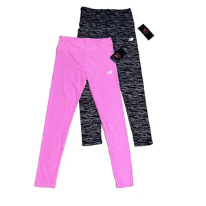 New Balance Girls Printed Performance High Rise Leggings Large 14/16 Black PinK - Picture 1 of 21
