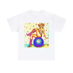 Vintage Style Disco Cowgirl Western T Shirt Unisex Adult Art Tee Cowboy Country - Picture 1 of 23