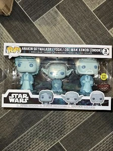 Funko POP Star Wars Force Ghost 3 Pack GITD Glow In The Dark - Picture 1 of 6