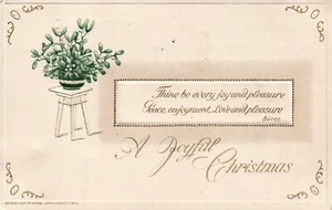 John Winsch A Joyful Christmas Holly in Vase Simple Vintage Postcard - Picture 1 of 2