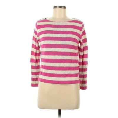 Juicy Couture $178 хлопок кашемир льняной смеси розовый в полоску свитер M - Изображение 1 из 3