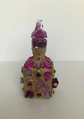 Botella Cristal Rosa con Botones Dorados 7"H - Decoración Hogar Foto 1 de 4