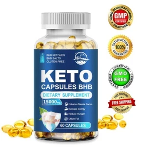 Keto BHB Pills 15000mg | 60 Capsules | Maximum Strength Weight Loss Burn Fat - Picture 1 of 11