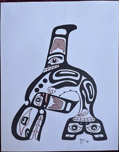 Lg 11x14 Killer Whale #104 Pacific Northwest Art Original Serigraph Mili Johnson - Picture 1 of 4