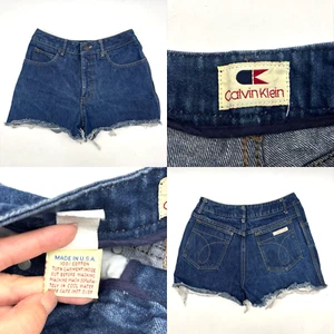Pantalones Cortos Denim Años 70 Calvin Klein Lavado Oscuro Tiro Medio Corte Jr 11 25x2.5" Hechos en EE. UU. - Imagen 1 de 15
