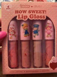 Celavi X Strawberry Shortcake NIB Set of 4 🍓scented ~"HOW SWEET" Lip Gloss - Picture 1 of 3