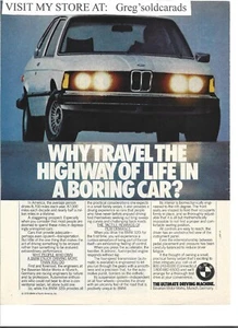 1979 BMW 320i vintage print ad: "Why travel the highway of life in a boring..." - Picture 1 of 1