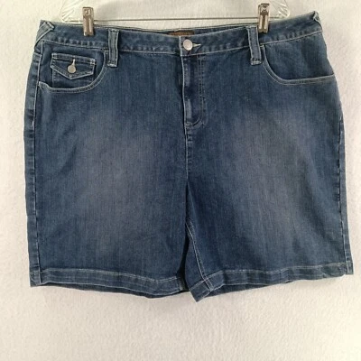 Женские джинсы шорты Duck Head 22 синие темные вареные плоские спереди с вышитыми карманами - Изображение 1 из 4