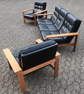 Vintage 60s Sofa,Sessel Leder Schweiz Germany chair danish design midcentury - Bild 1 von 10