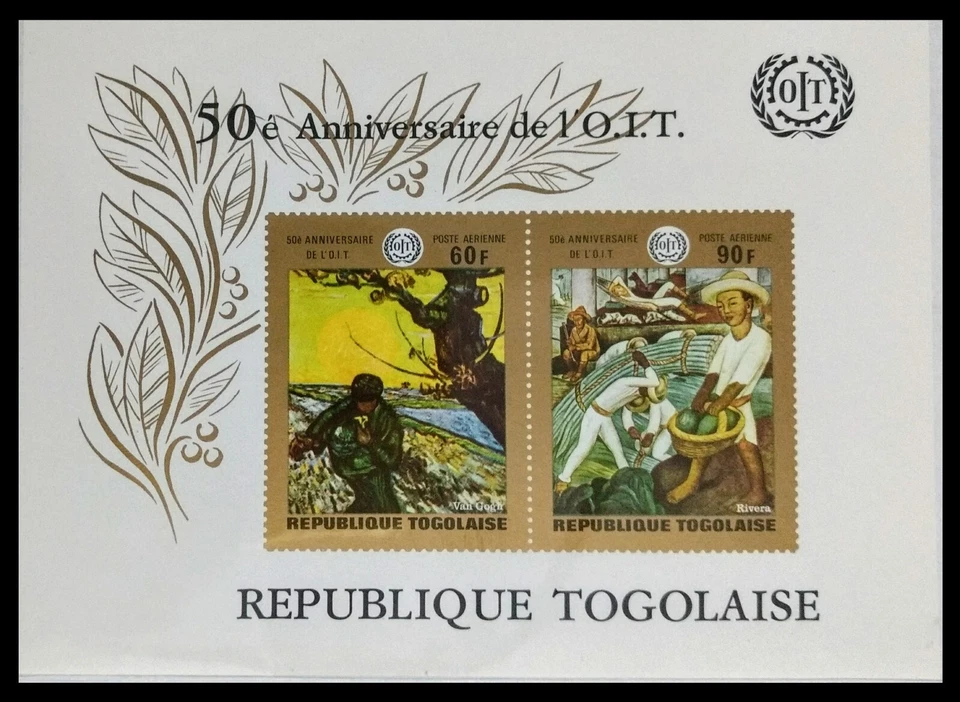 122. TOGO 1970 IMPERF STAMP M/S PAINTINGS BY VAN GOGH, RIVERA , O.I.T. MNH - Image 1 of 1