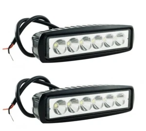 2 X FARO A LED 18W LUCE BIANCA FREDDA DA LAVORO 6 LED PER AUTO MOTO FUORISTRADA - Foto 1 di 3