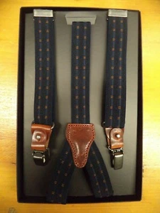 Bretella stretta da 25 mm Blu con impunture cuoio - 100% Made in Italy - Foto 1 di 4