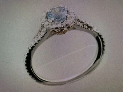 LeVian 14K Two-Tone-Gold 0.75 TCW Aquamarine Chocolate Diamond Ring Size 6.75 - Image 1 of 3