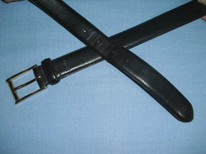 Cinturón Polo Ralph Lauren Para Hombre Negro Italiano Sillín Cuero Latón Hebilla Talla 38 - Imagen 1 de 5