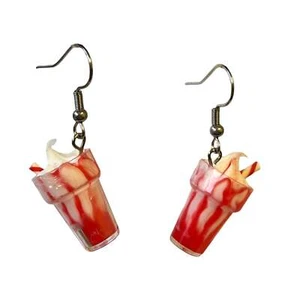Fresa Batido Pendientes Bonito Miniature Bebida Colgante / Gota Acero Inoxidable - Imagen 1 de 1