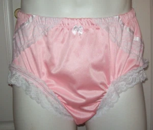 2 CAPAS COMPLETAS Sin Costuras ROSA Nylon Tricot SISSY PANTY Cintura Recubierta M/L 28-41" - Imagen 1 de 5