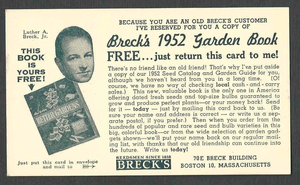DATED 1952 PC BRECKS SEED & GARDEN BOOK BOSTON MA - Image 1 of 1