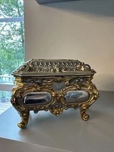 Vintage Ornate Erhard & Sohne European Casket Hinged Jewelry Box Unmarked - Picture 1 of 11